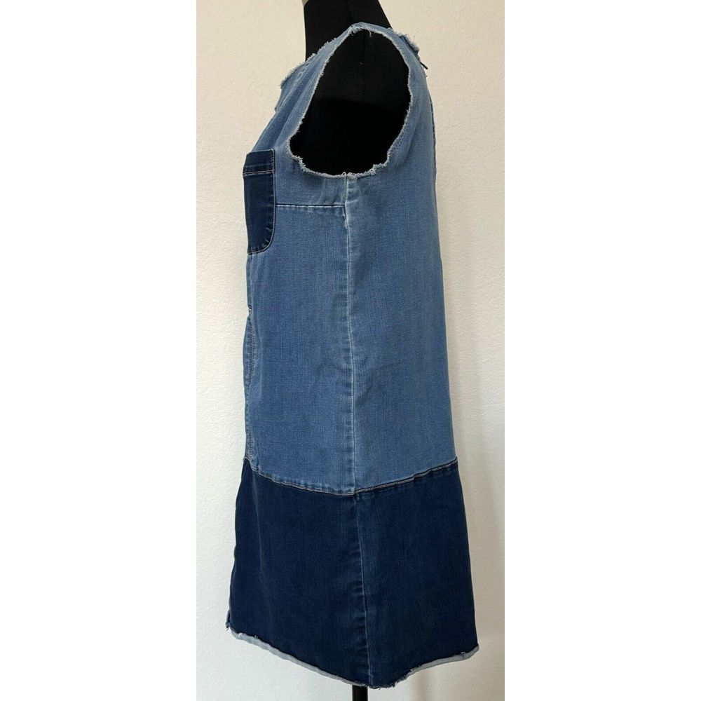 Soho New York & Company Dress Women LARGE Blue Denim Patchwork Stretch Casual - Picture 5 of 13